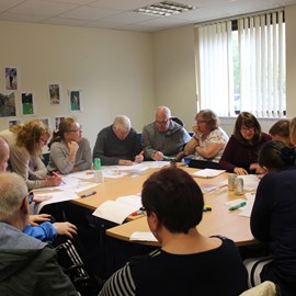North Lanarkshire TAG (The Advisory Group) discussing survey questions.